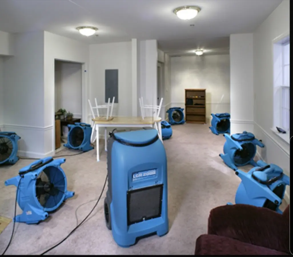 Air movers and dehumidifier setup for Water Extraction & Removal in Kaufman